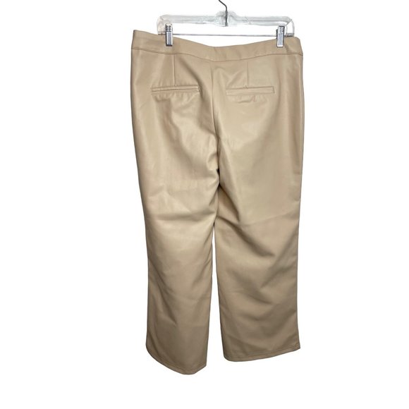 Bagatelle Faux Leather Women’s Cropped Pants L Wide Leg Peach Zip Button - Picture 11 of 14